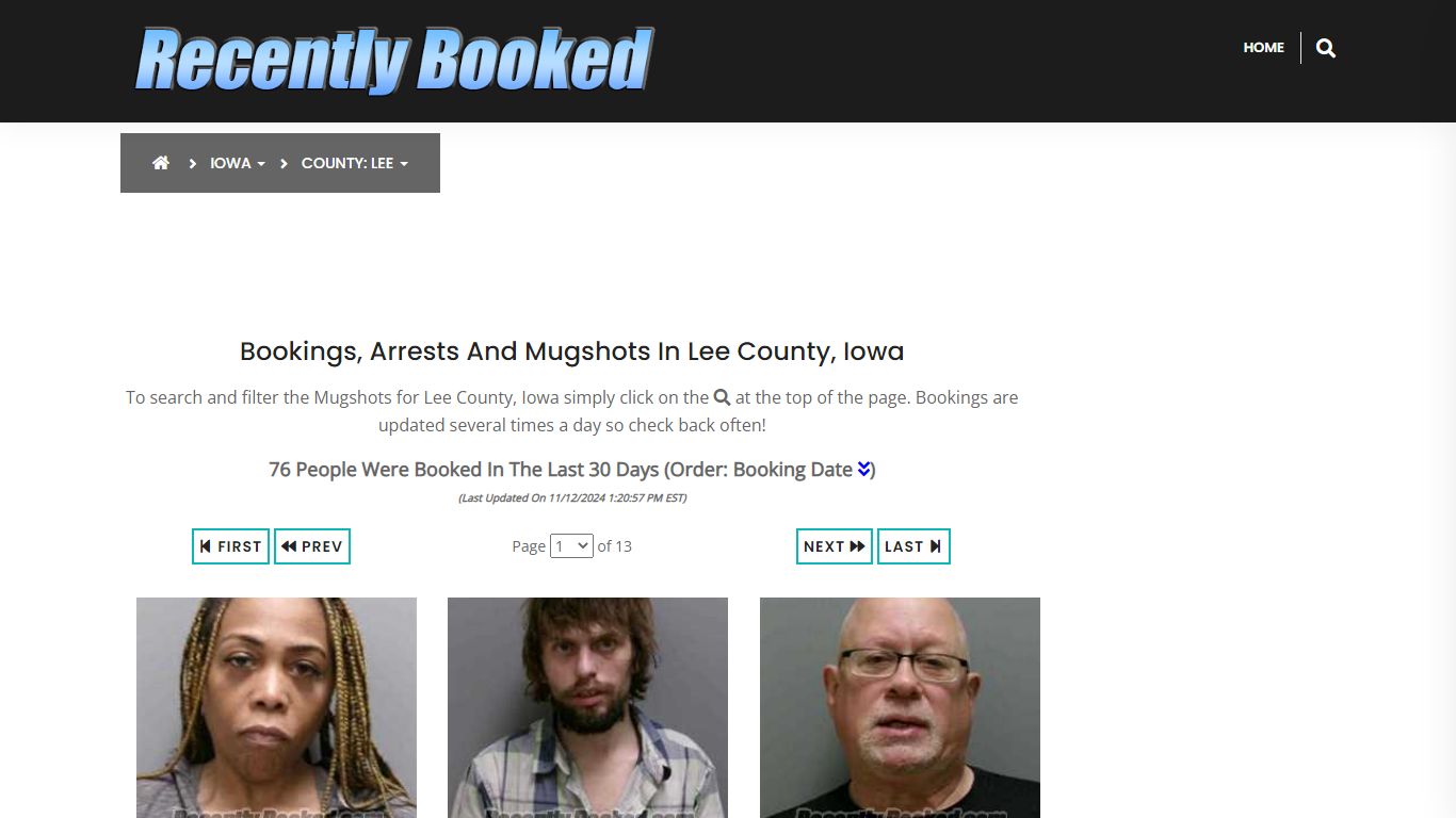 Bookings, Arrests and Mugshots in Lee County, Iowa - Recently Booked